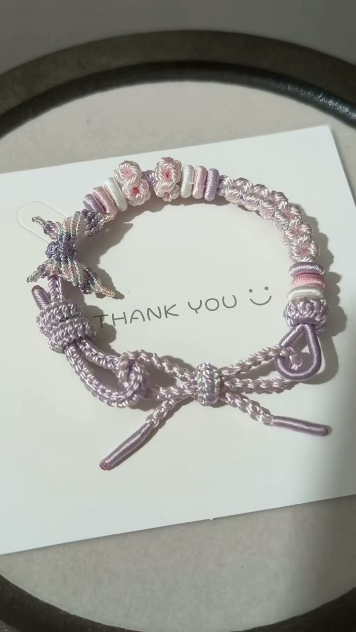 Handwoven Lavender Bracelet with Floral Charm