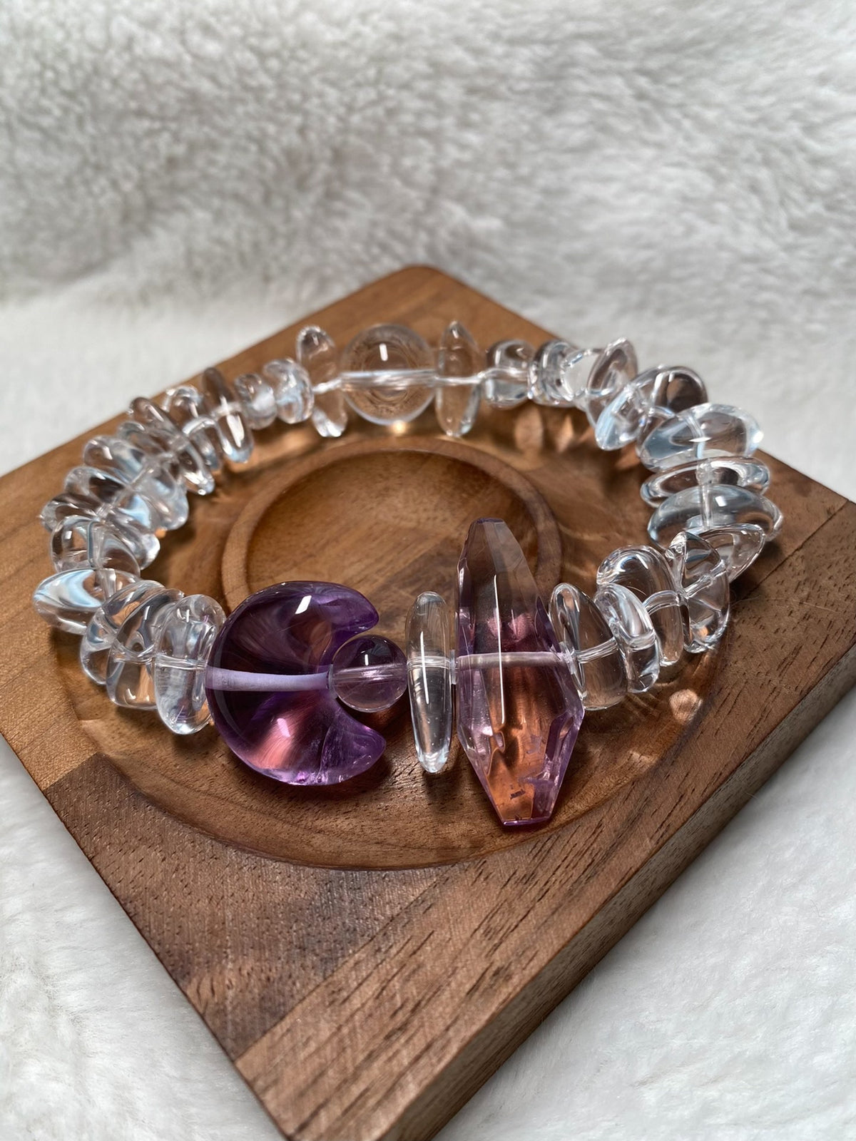Clear Quartz Amethyst Beaded Bracelet