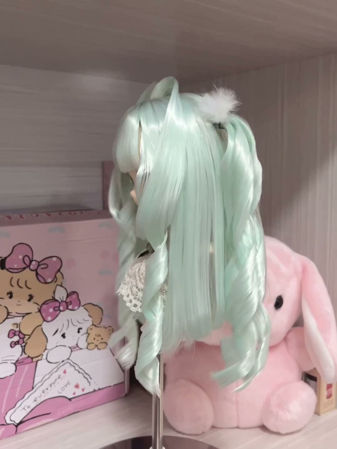 Mint Green Spiral Curl Doll Wig