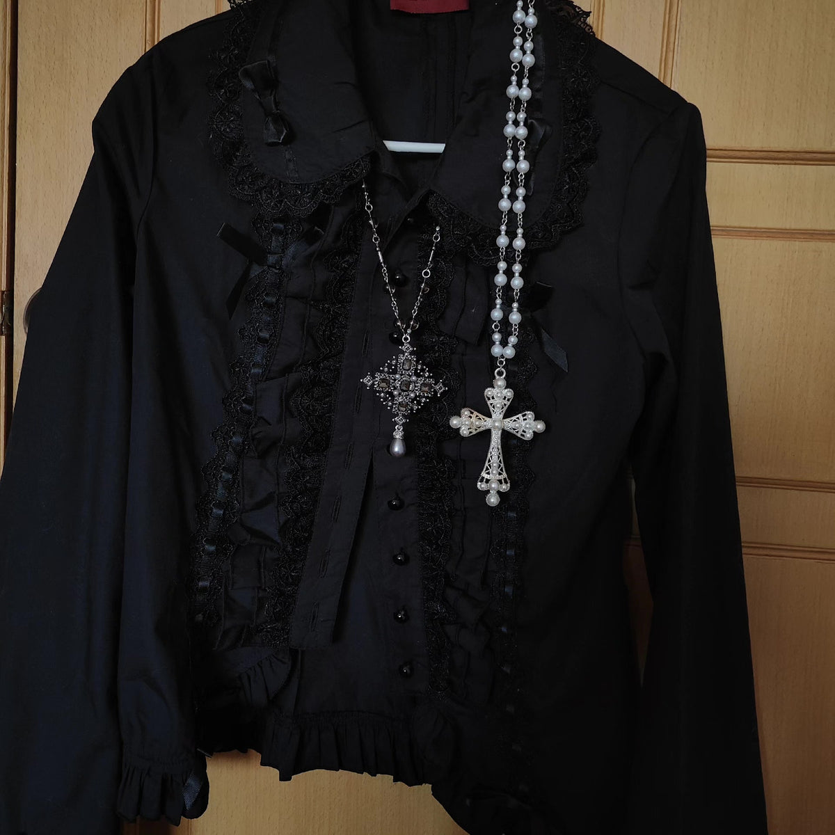 Gothic Lolita Rosary Cross Necklace Set