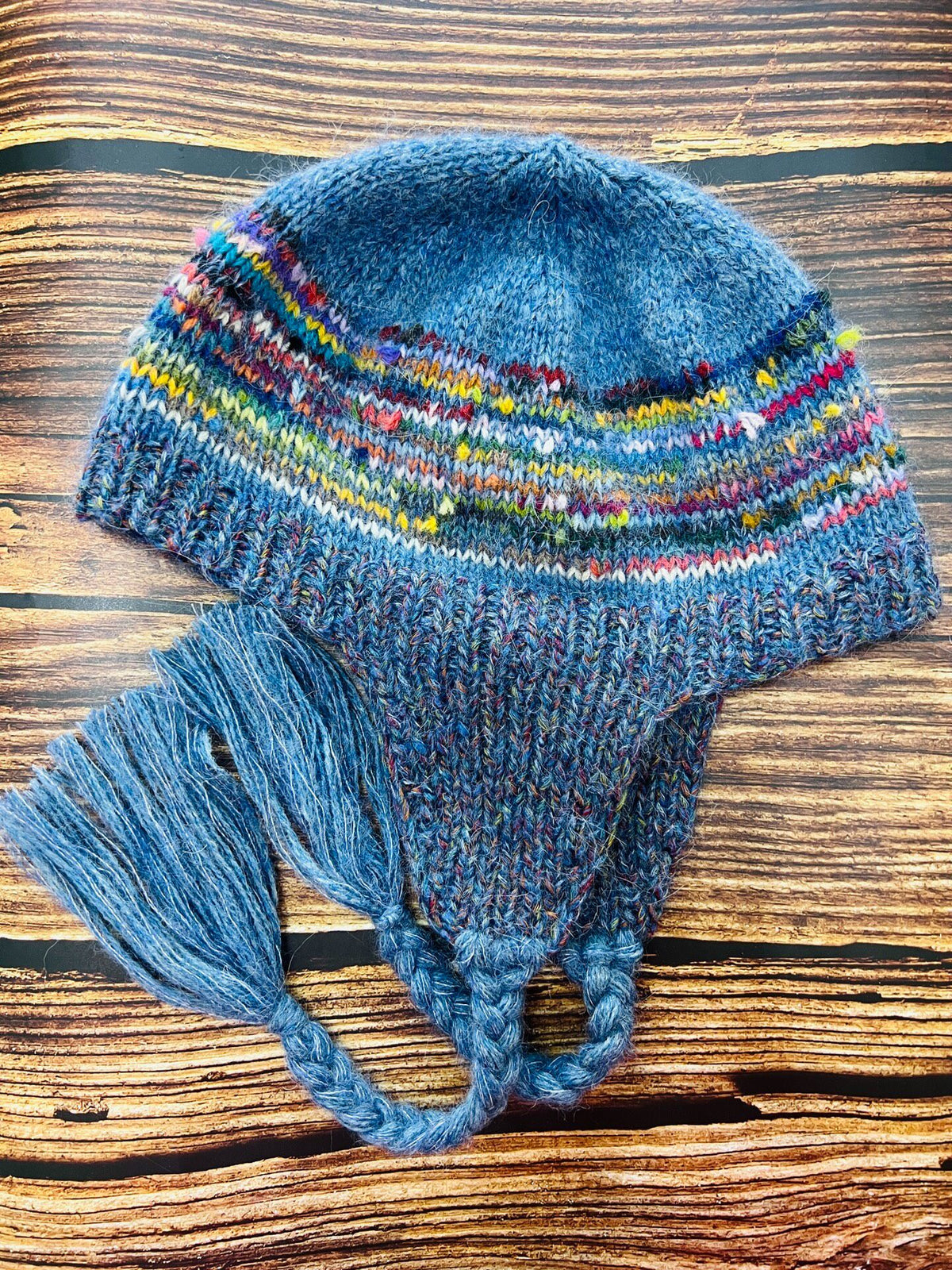 Wool Mohair Earflap Hat with Pom Pom