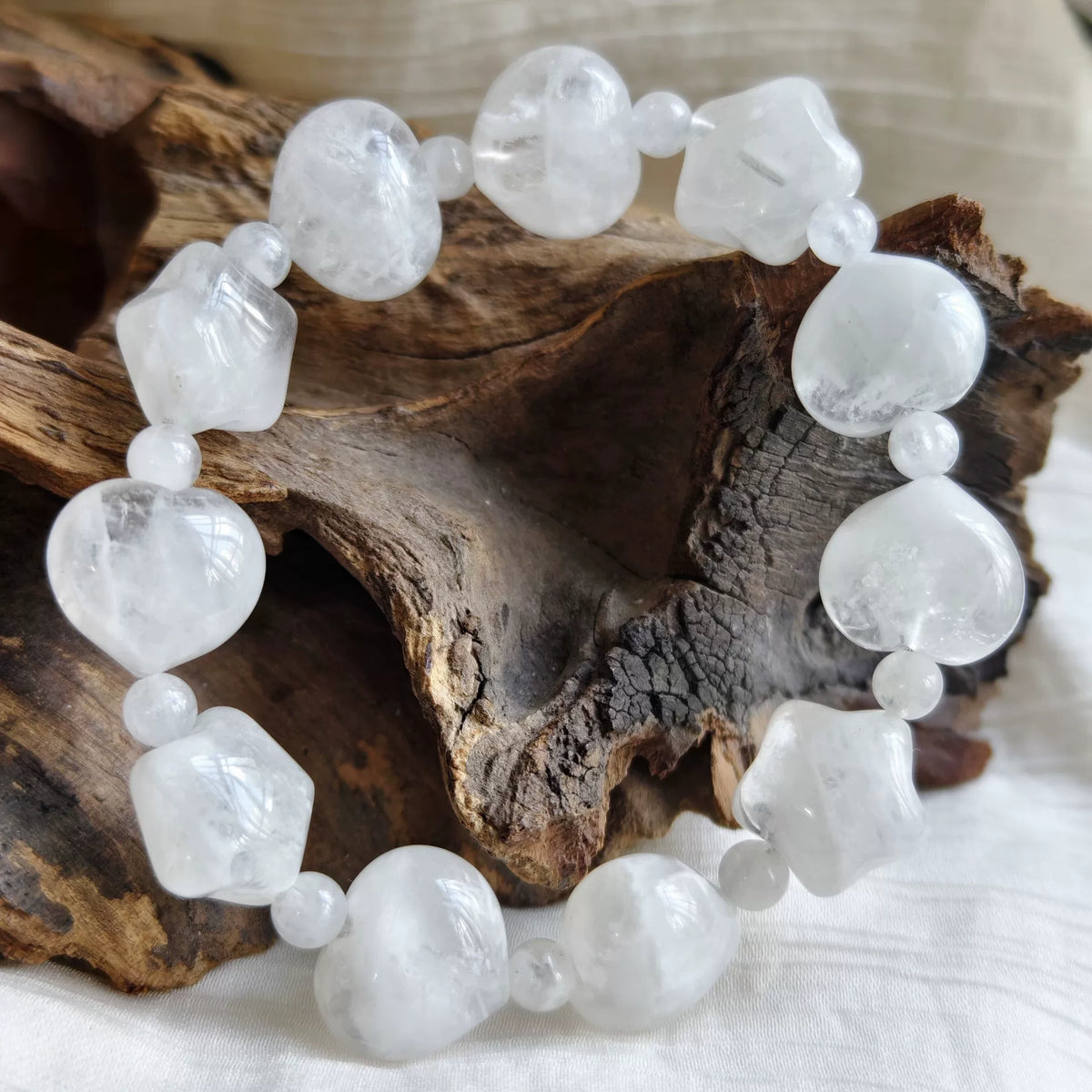 Snowflake Obsidian Star Heart Beaded Bracelet