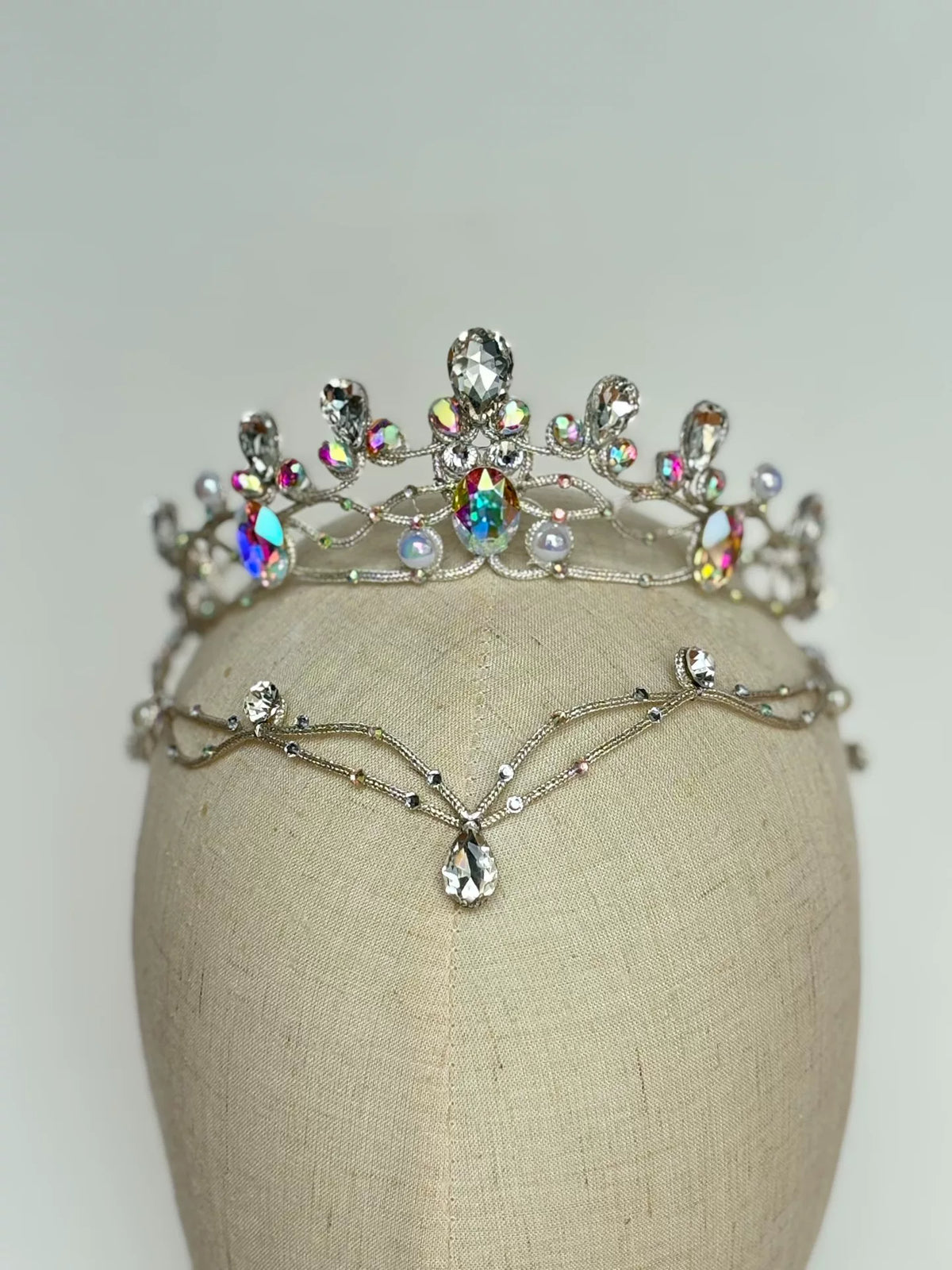 Silver Crystal Ballet Tiara With Brow Chain