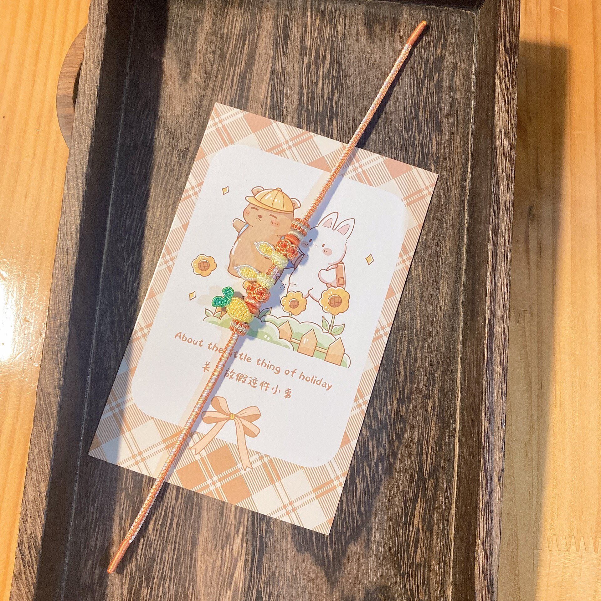 Handmade Braided Bracelet with Pineapple and Bunny Ears