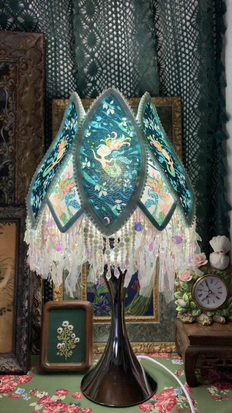 Mermaid Vintage French Table Lamp Blue