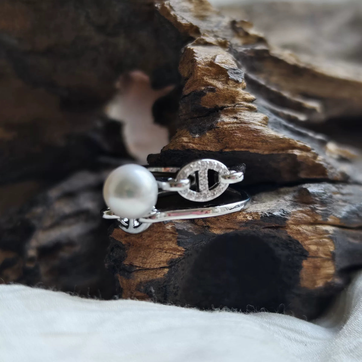 Adjustable Double Layer Pearl Ring Copper