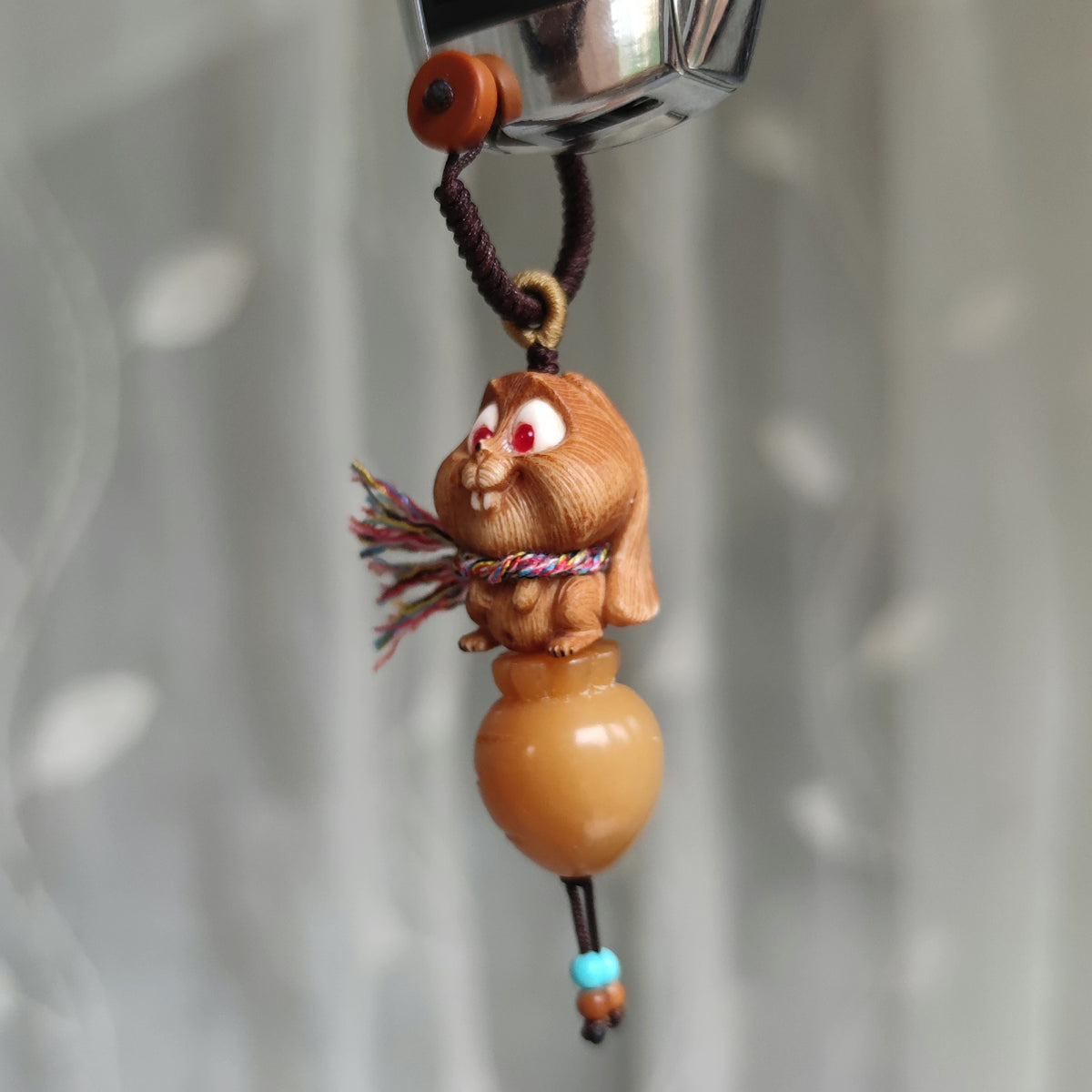 Bodhi Root Rabbit Carrot Pendant Keychain