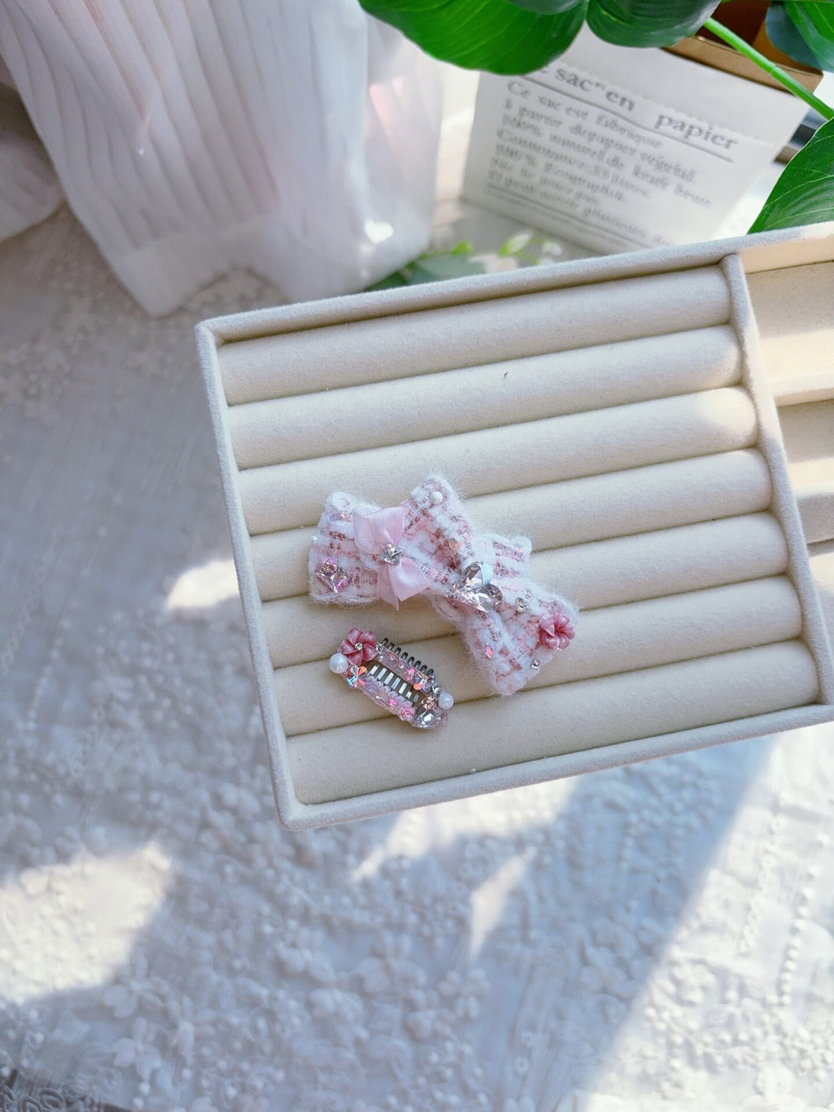 Handmade Rose Pink Pet Hair Bow Clip