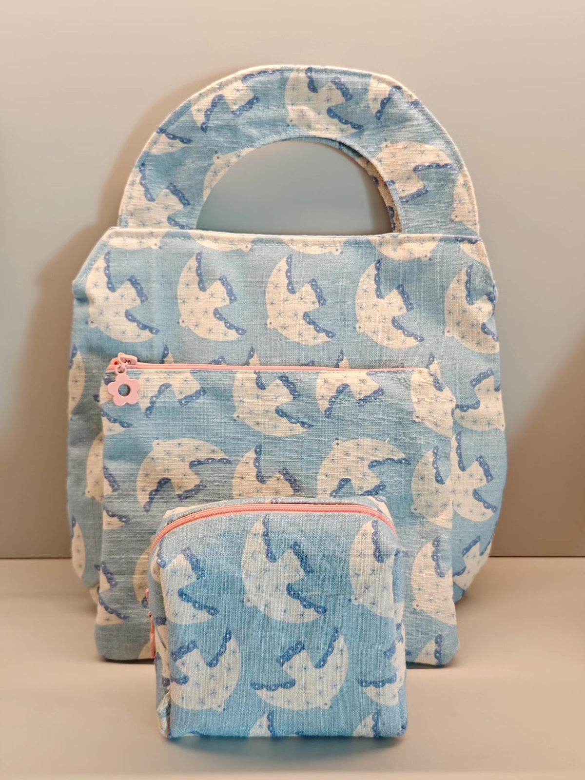 Handmade Fabric Bag Set Blue Bird