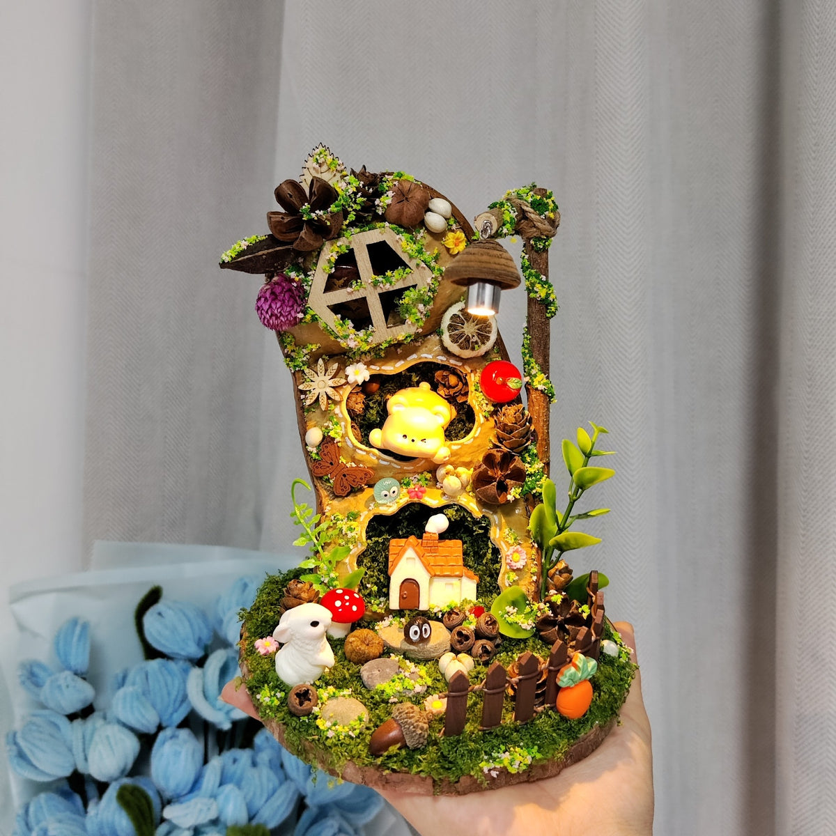 Handcrafted Seed Pod Forest Cottage Diorama