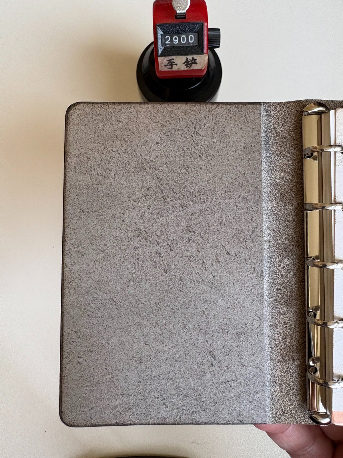 Handmade Buttero Leather M5 Binder Khaki Grey
