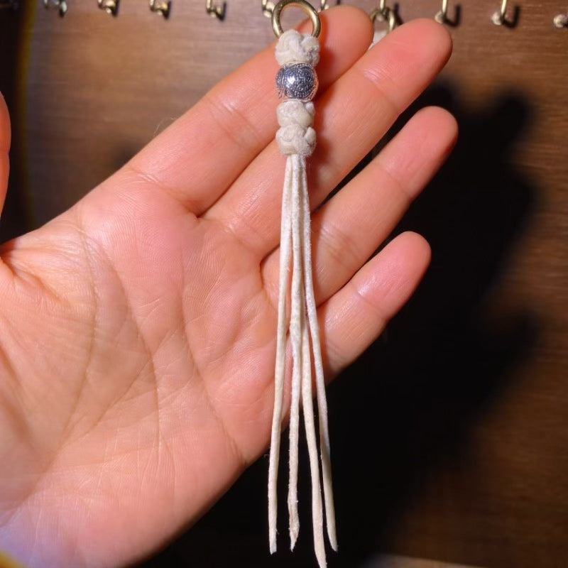 Handcrafted Tibetan Tassel with Sheepskin Cord, 12.5cm