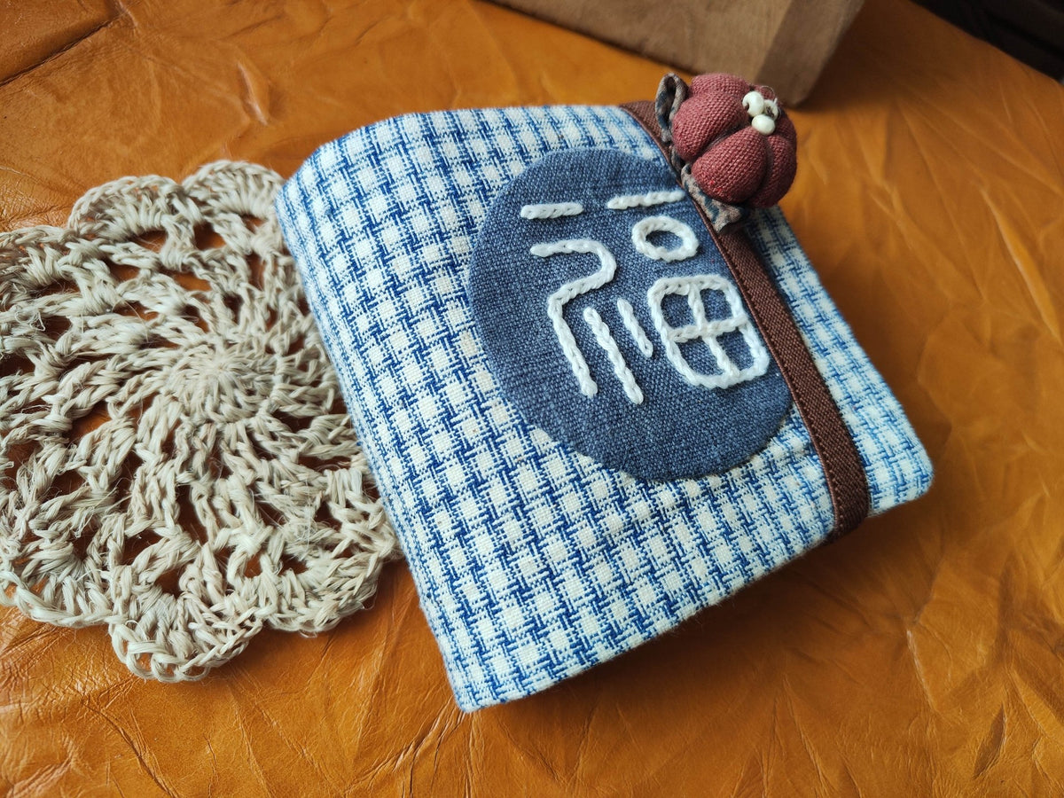 Handmade Fabric Notebook with Blue Plaid Cover