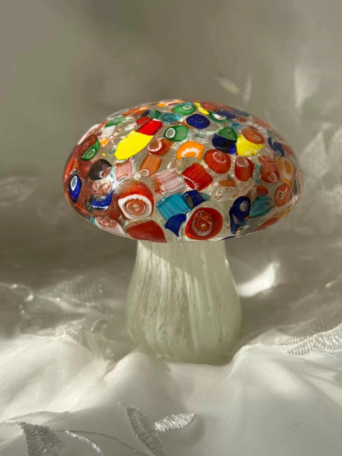 Ornamento Vintage Fungo in Vetro Millefiori Fluorescente