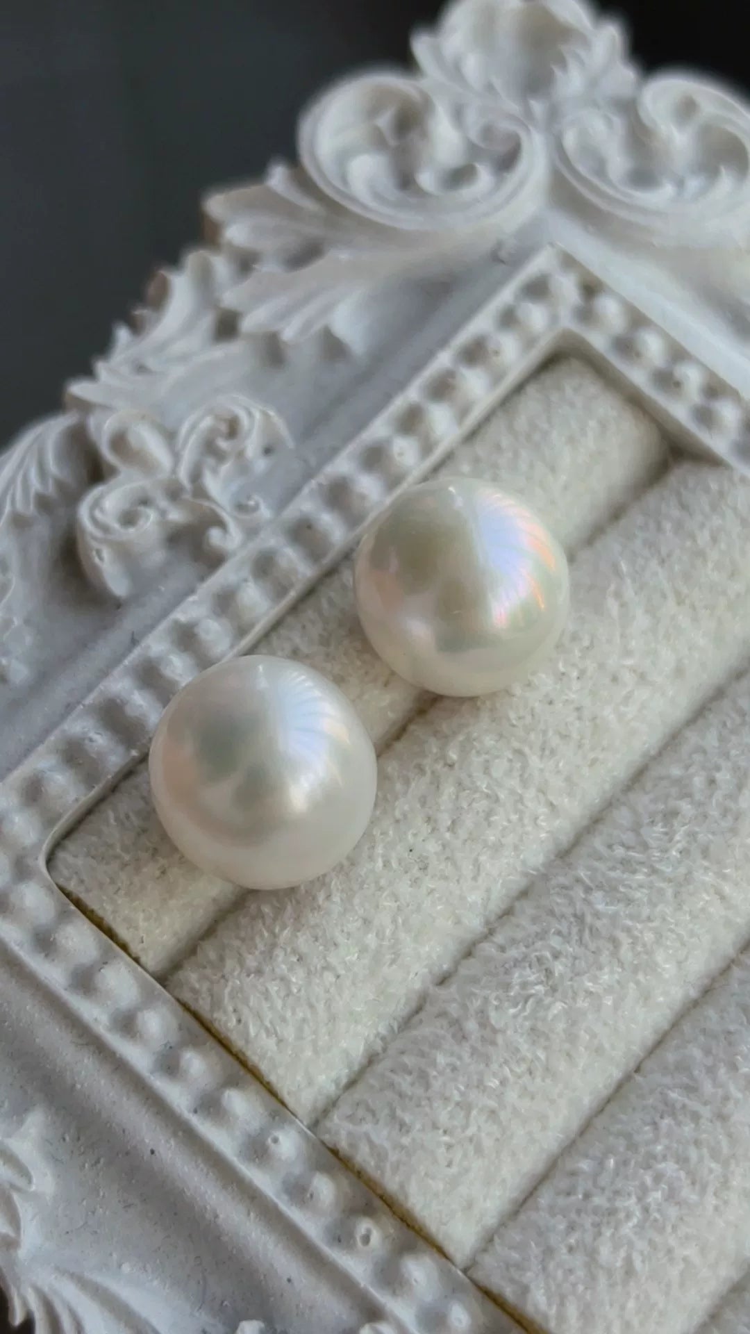 White Freshwater Pearl Stud Earrings 925 Silver