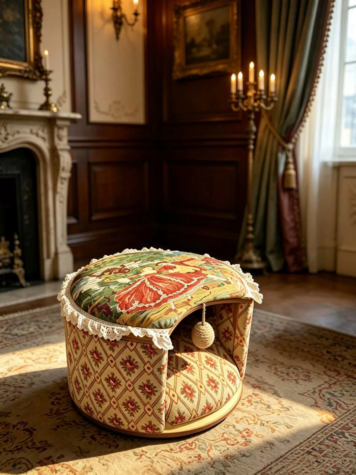 French Vintage Pet Stool Storage Ottoman