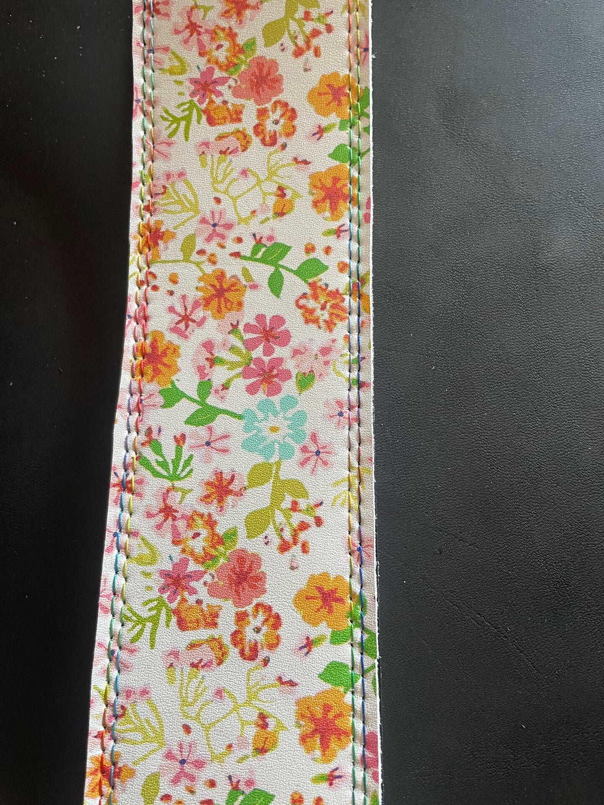 Handmade Cowhide Guitar Strap Floral Print