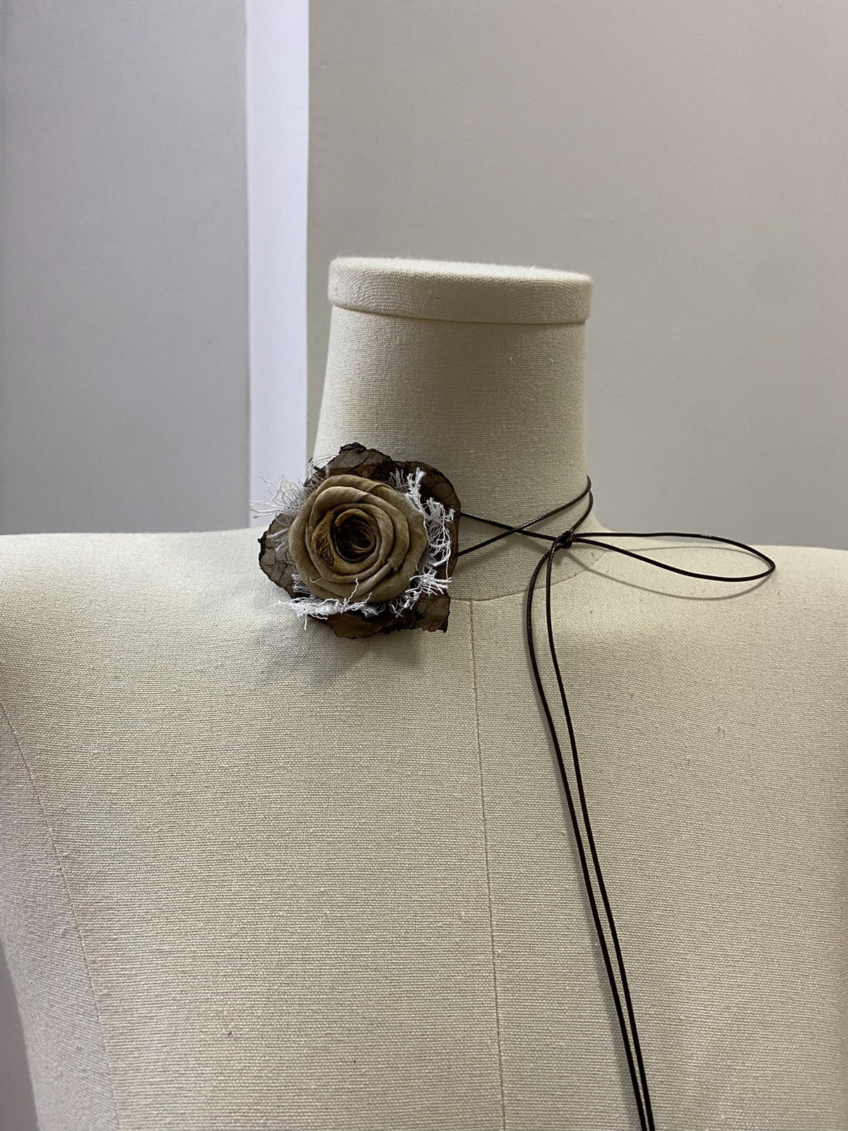 Handmade Fabric Rose Choker Necklace