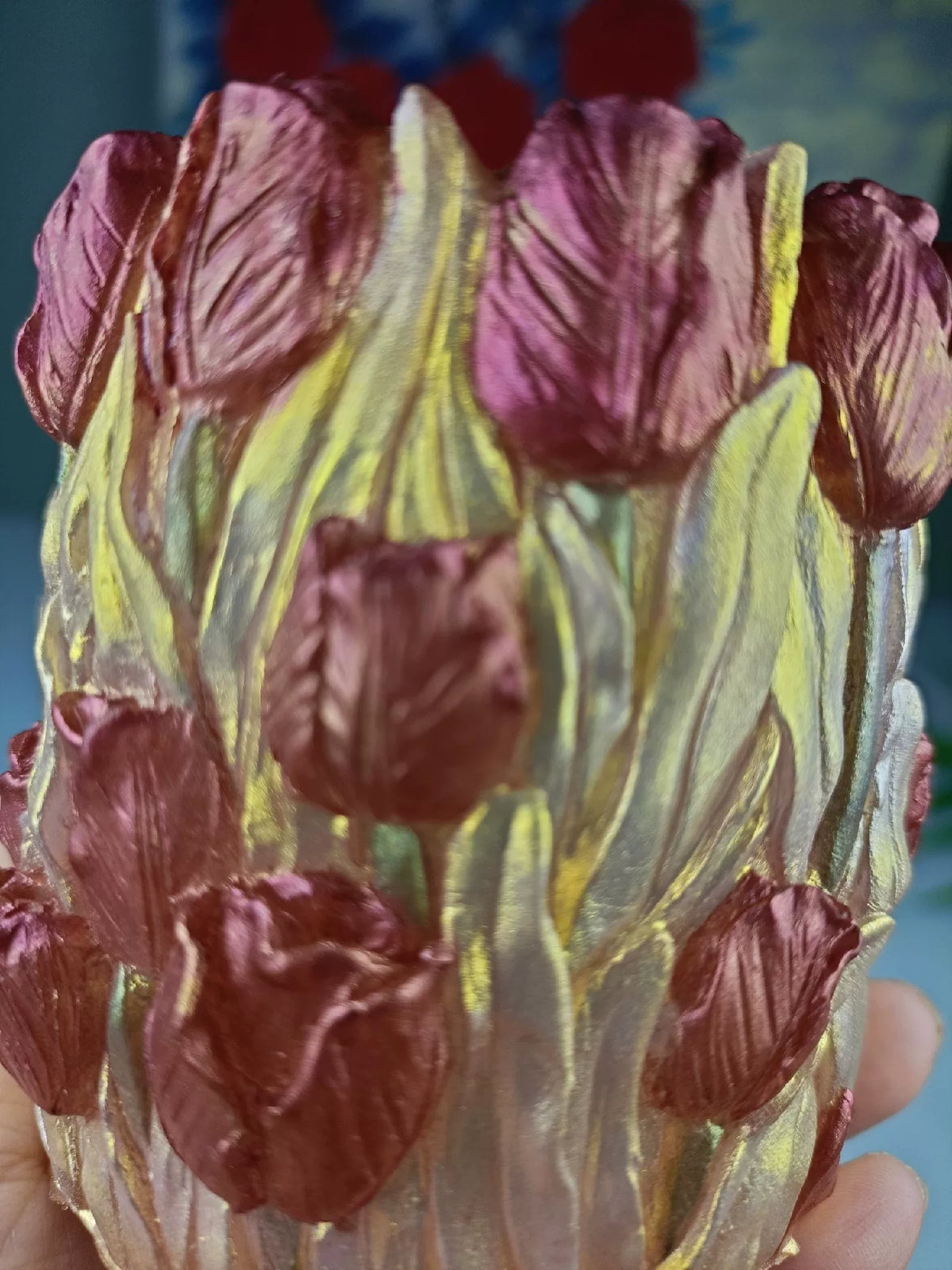 Wijnrode Tulp Penhouder van Hars