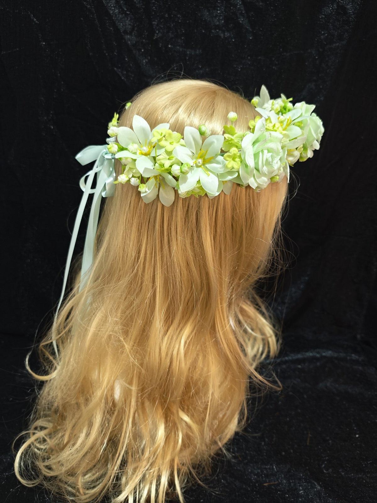 Floral Crown Headpiece with Adjustable Ribbon