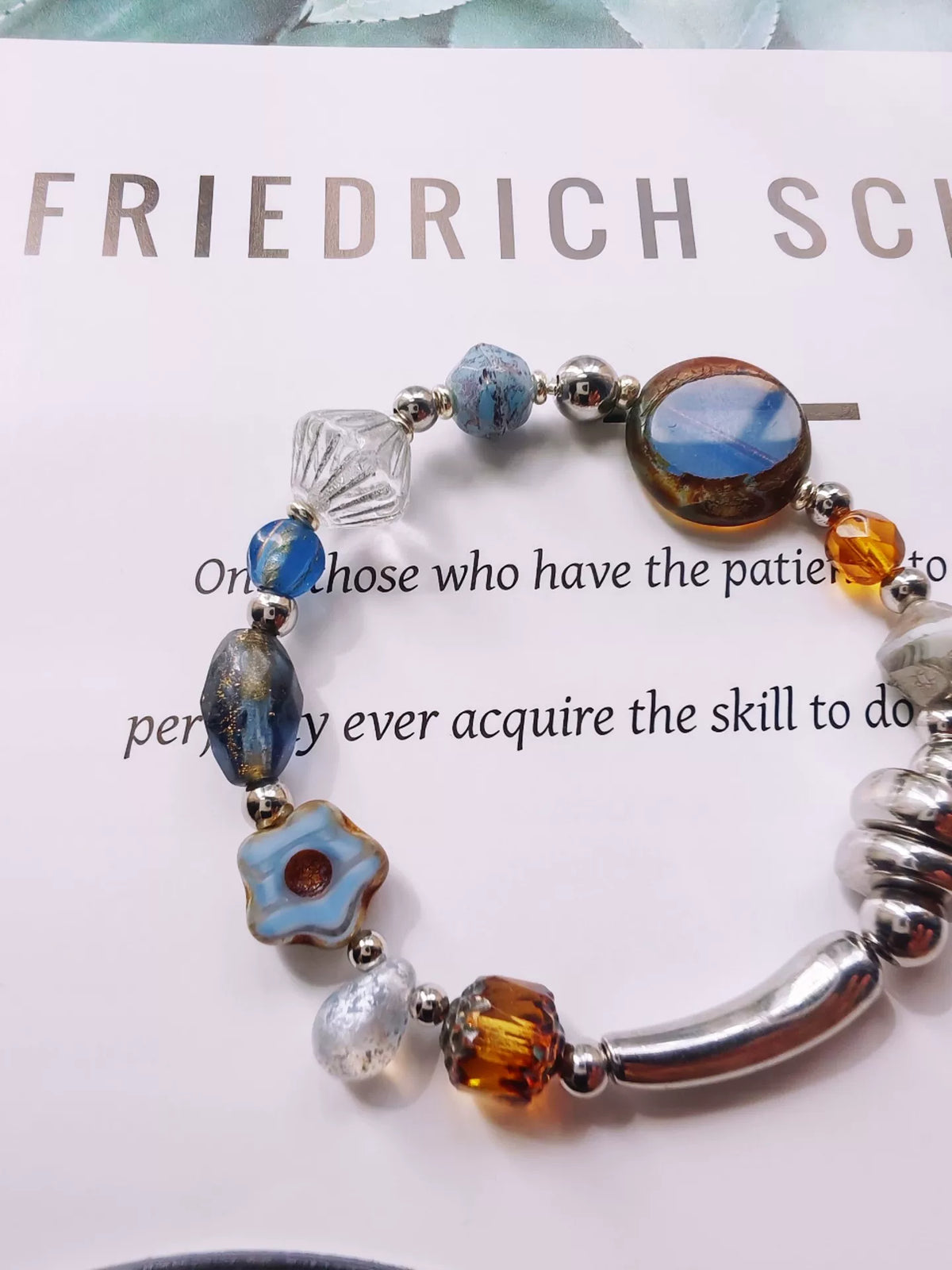 Blue Amber pärlband i tjeckiskt glas