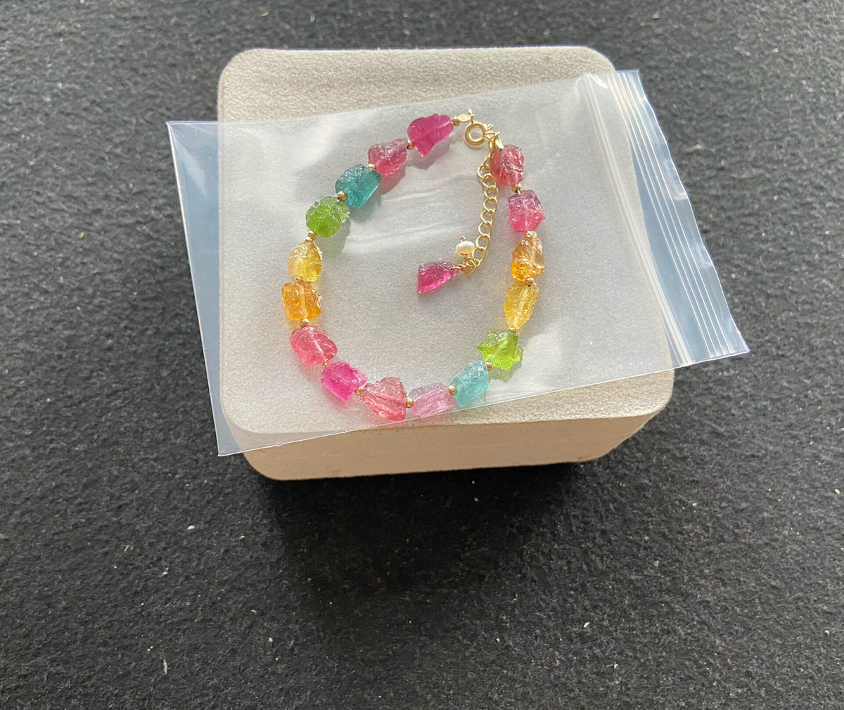 Raw Tourmaline Rainbow Bracelet
