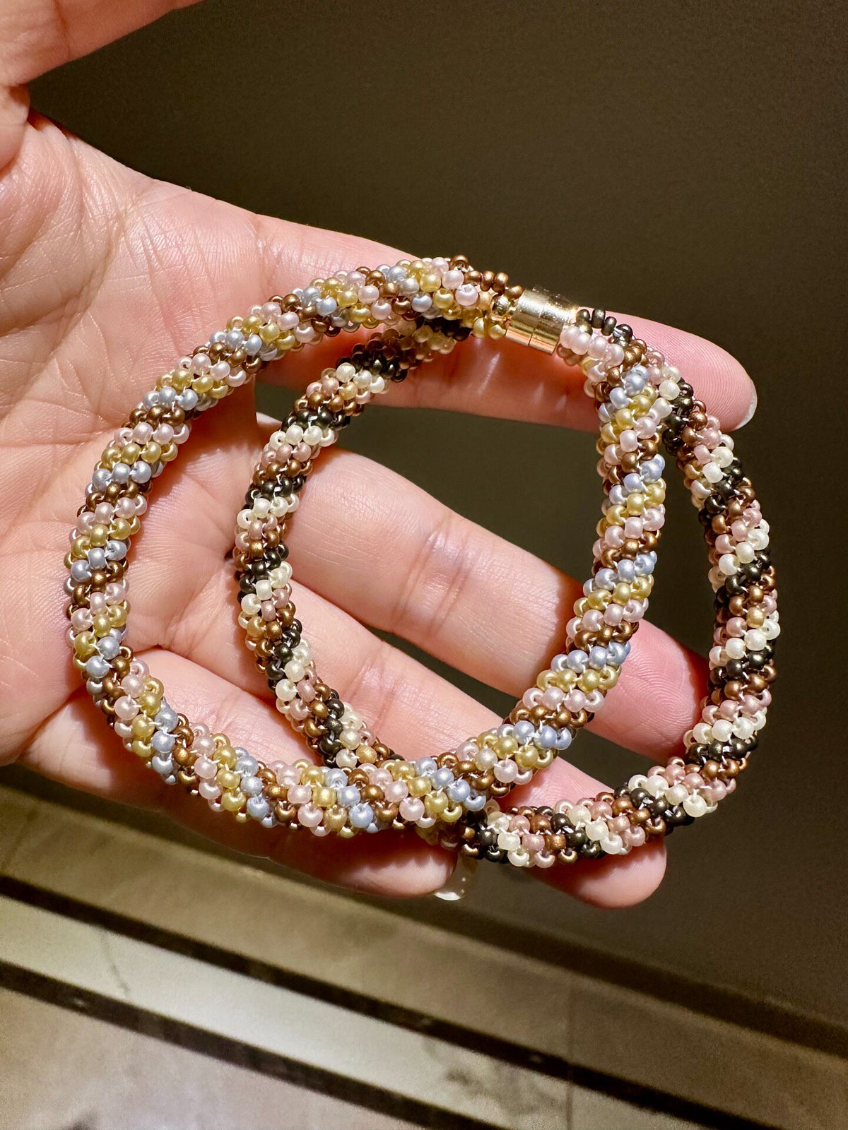 Handcrafted Beaded Bracelet with Magnetic Clasp