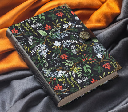 Floral Notebook with Metal Bird Clasp and 120gsm Blank Pages