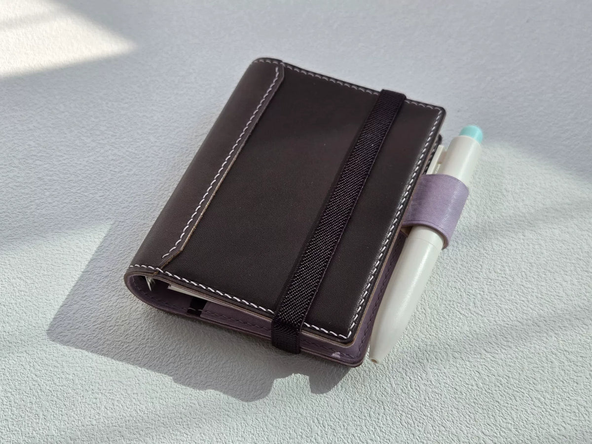 M5 Bifold Leather Planner Cover Lavender Interior