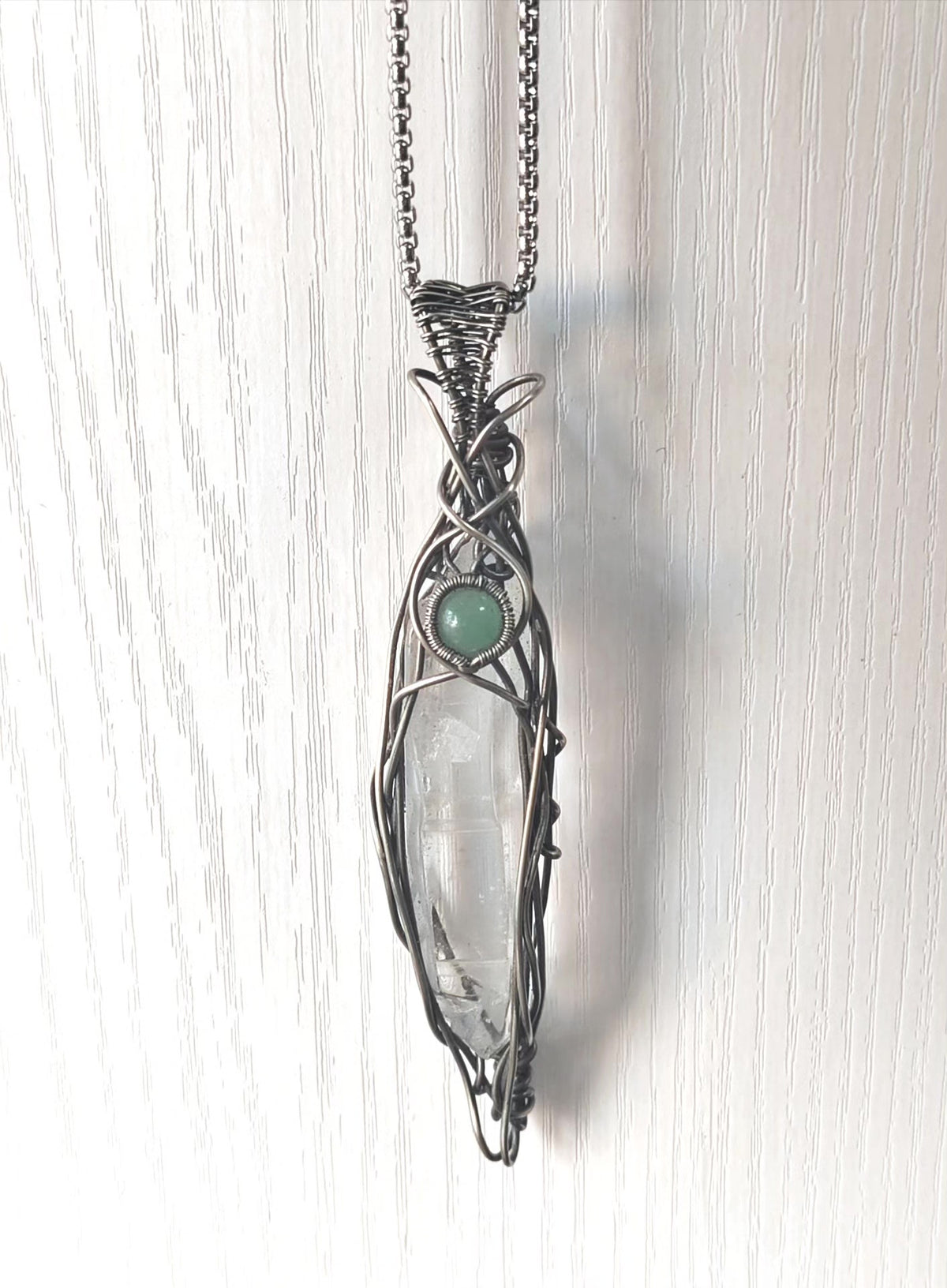 Wire Wrapped Quartz Pendant Necklace