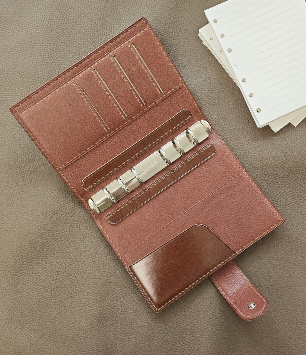 Cordovan Leather Six Ring Binder Organizer