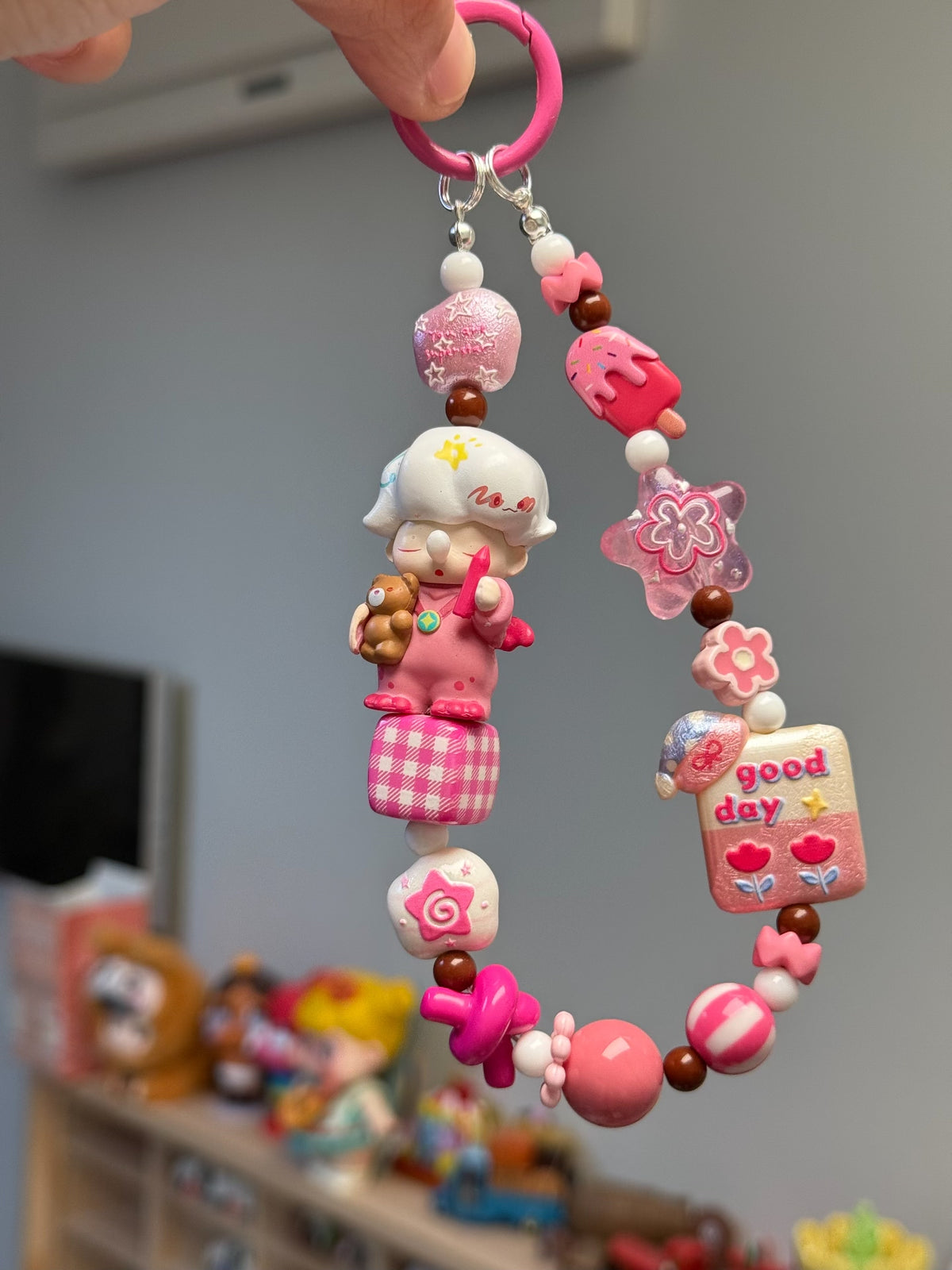DIMOO Bear Guardian Perlenanhänger für Handy und Schlüssel