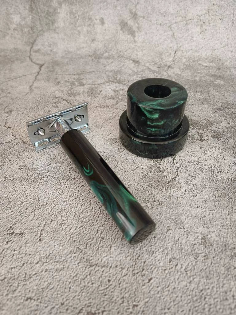 Handmade Double Edge Safety Razor Marbled Resin Handle