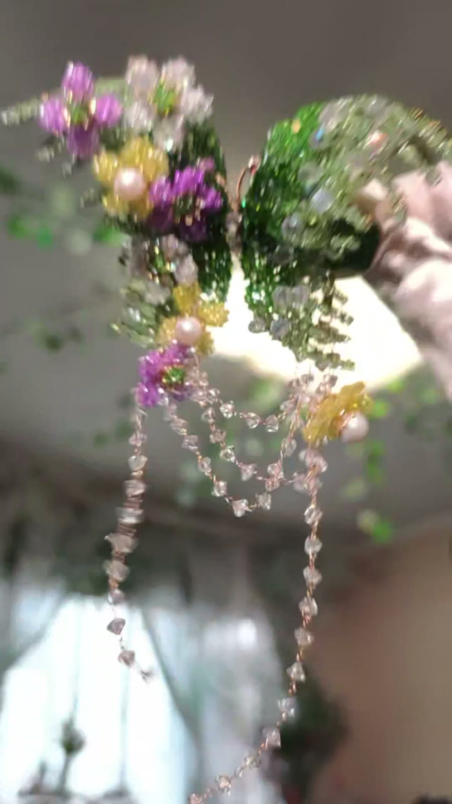 Handcrafted Crystal Leaf Hair Accessory with Pearl Flowers