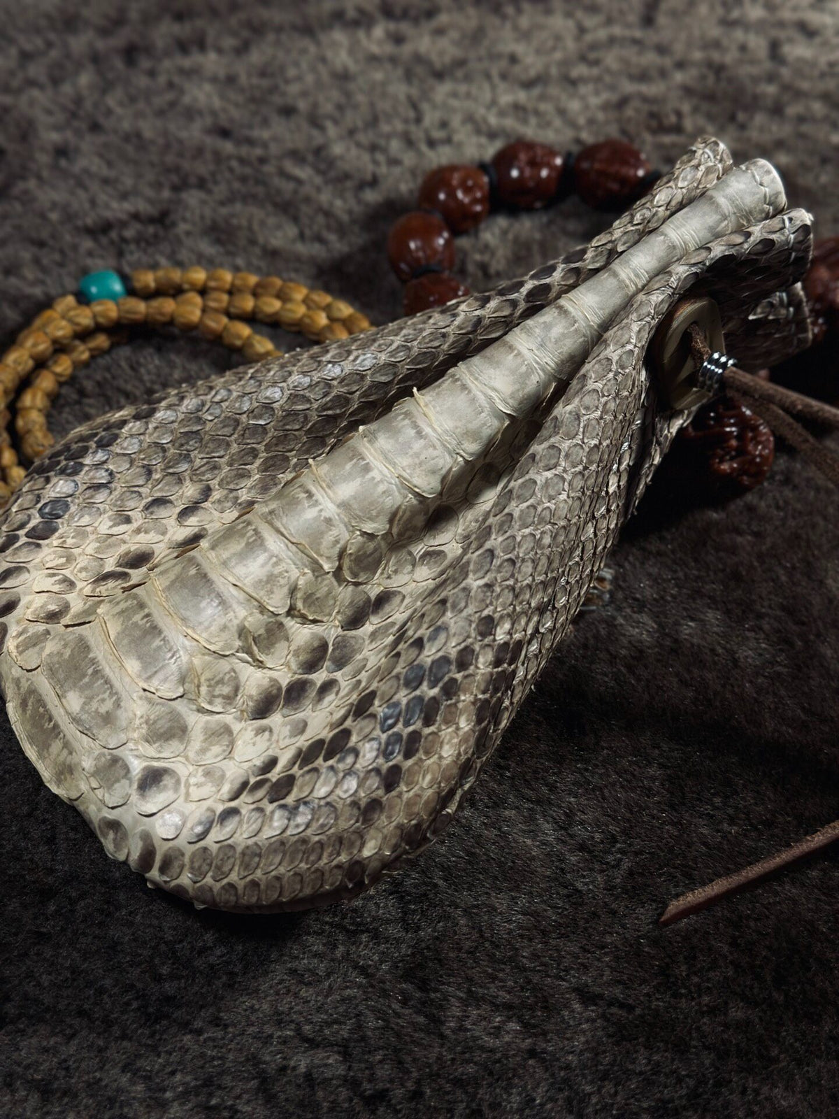 Handcrafted Dragon Scale Leather Drawstring Pouch