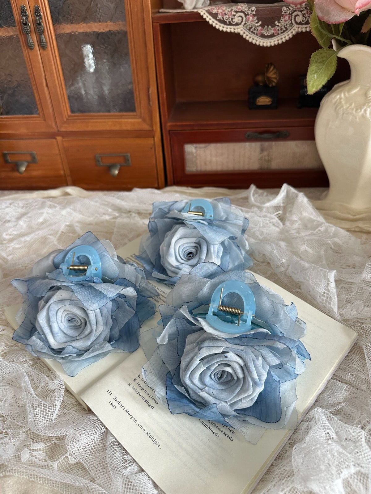 Tie-Dye Fabric Rose Hair Claw Clip