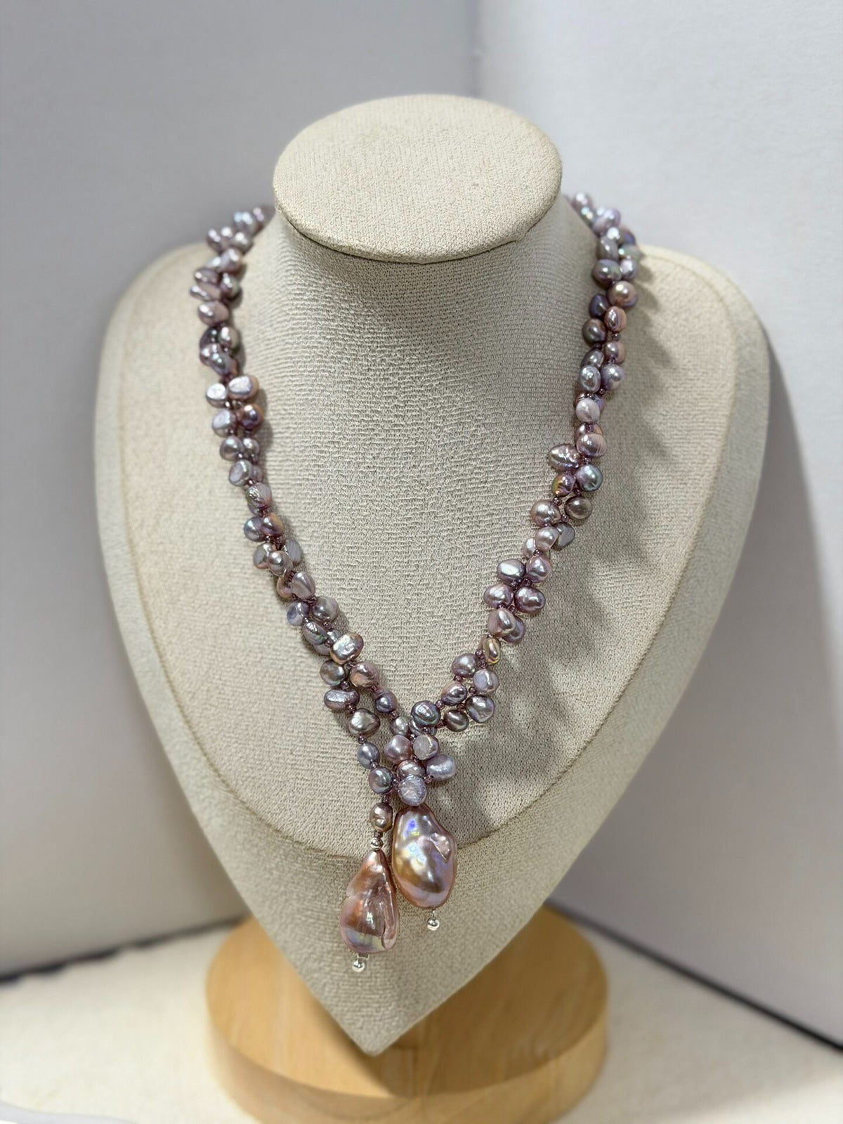 Purple Freshwater Pearl Scarf Necklace 90cm