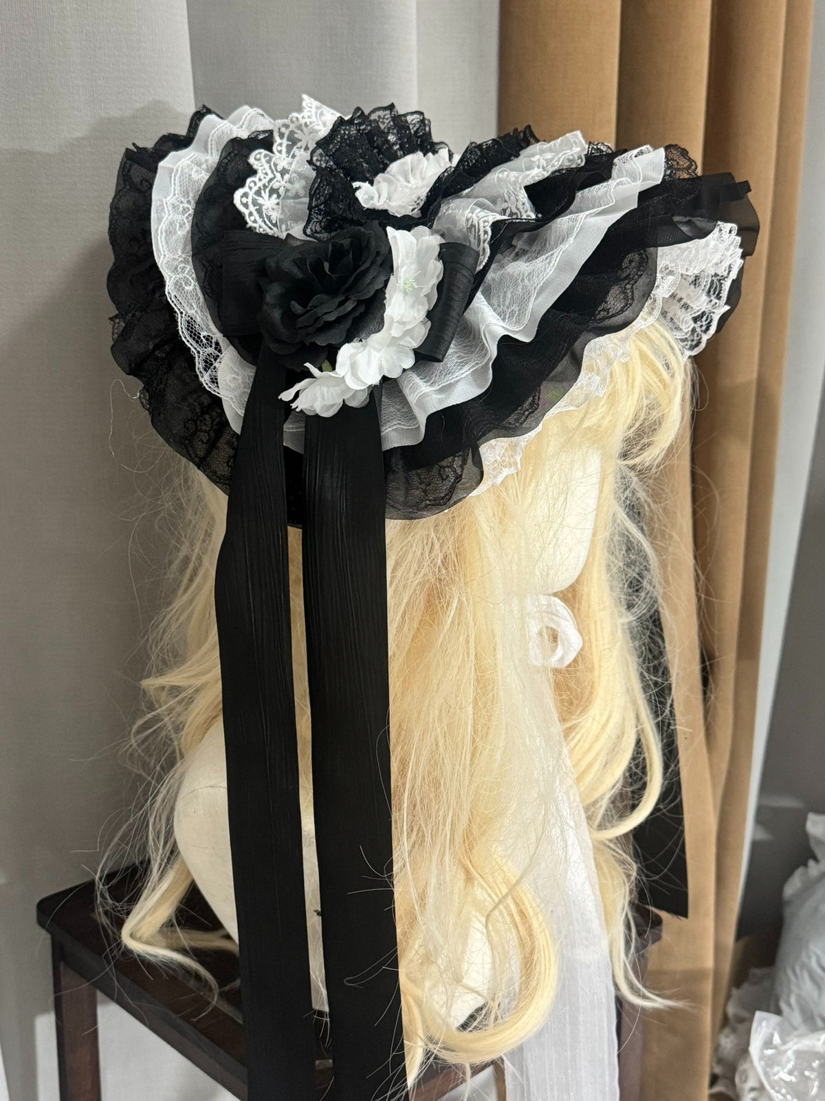 Handmade Gothic Lolita Lace Bonnet Headpiece