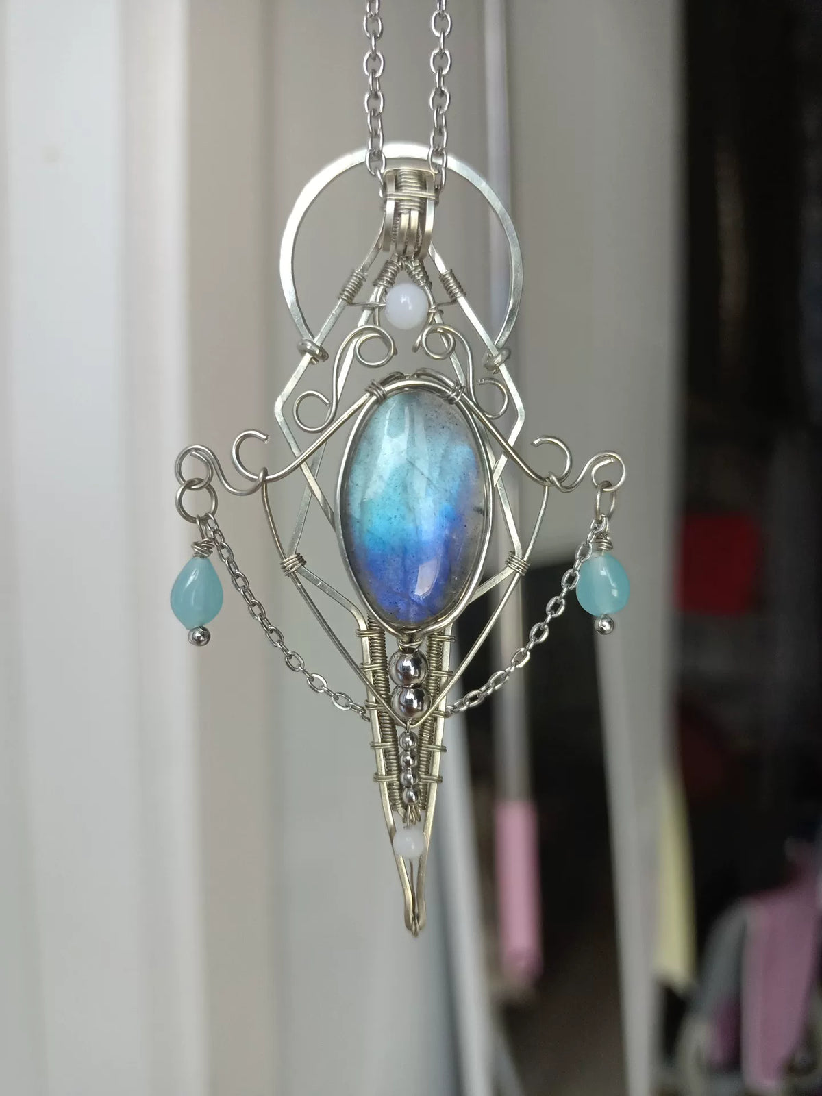 Pendente in Labradorite Avvolto in Filo