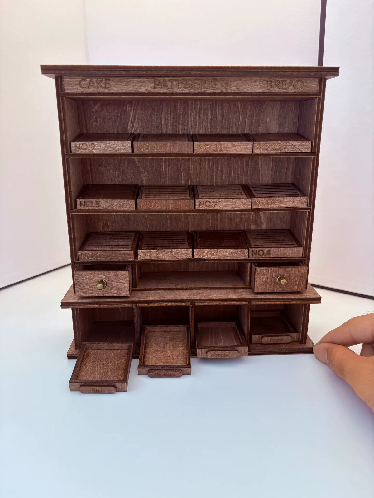 Vetrina Pasticceria in Legno in Miniatura per Casa delle Bambole