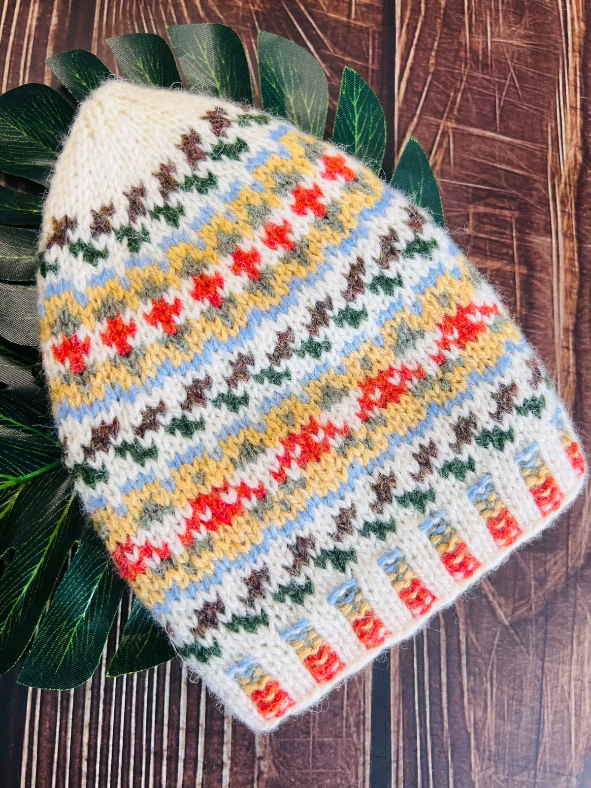 Gorro de punto Shetland Fair Isle de 100% lana