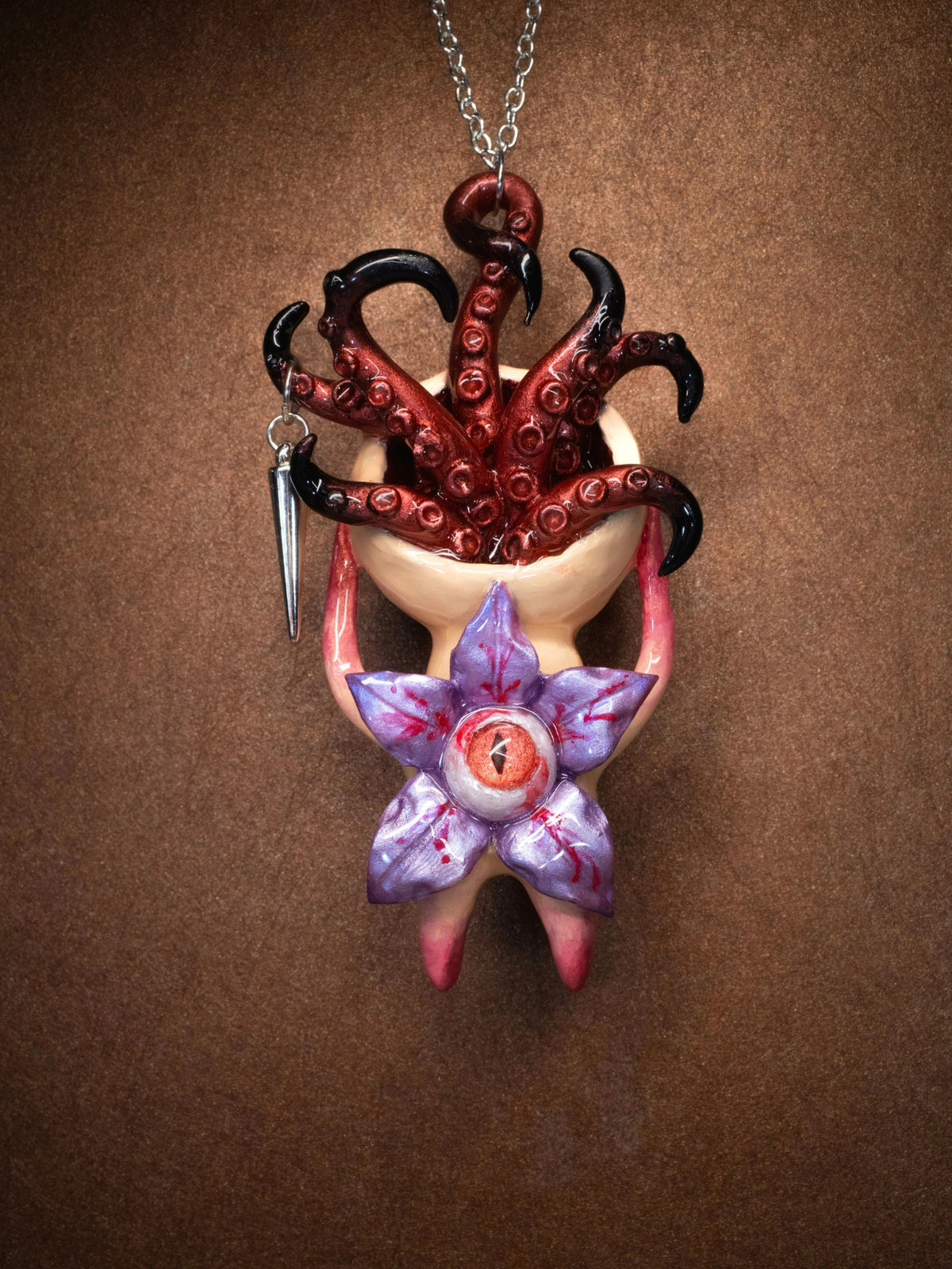 Cthulhu Tentacle Eye Flower Pendant Necklace