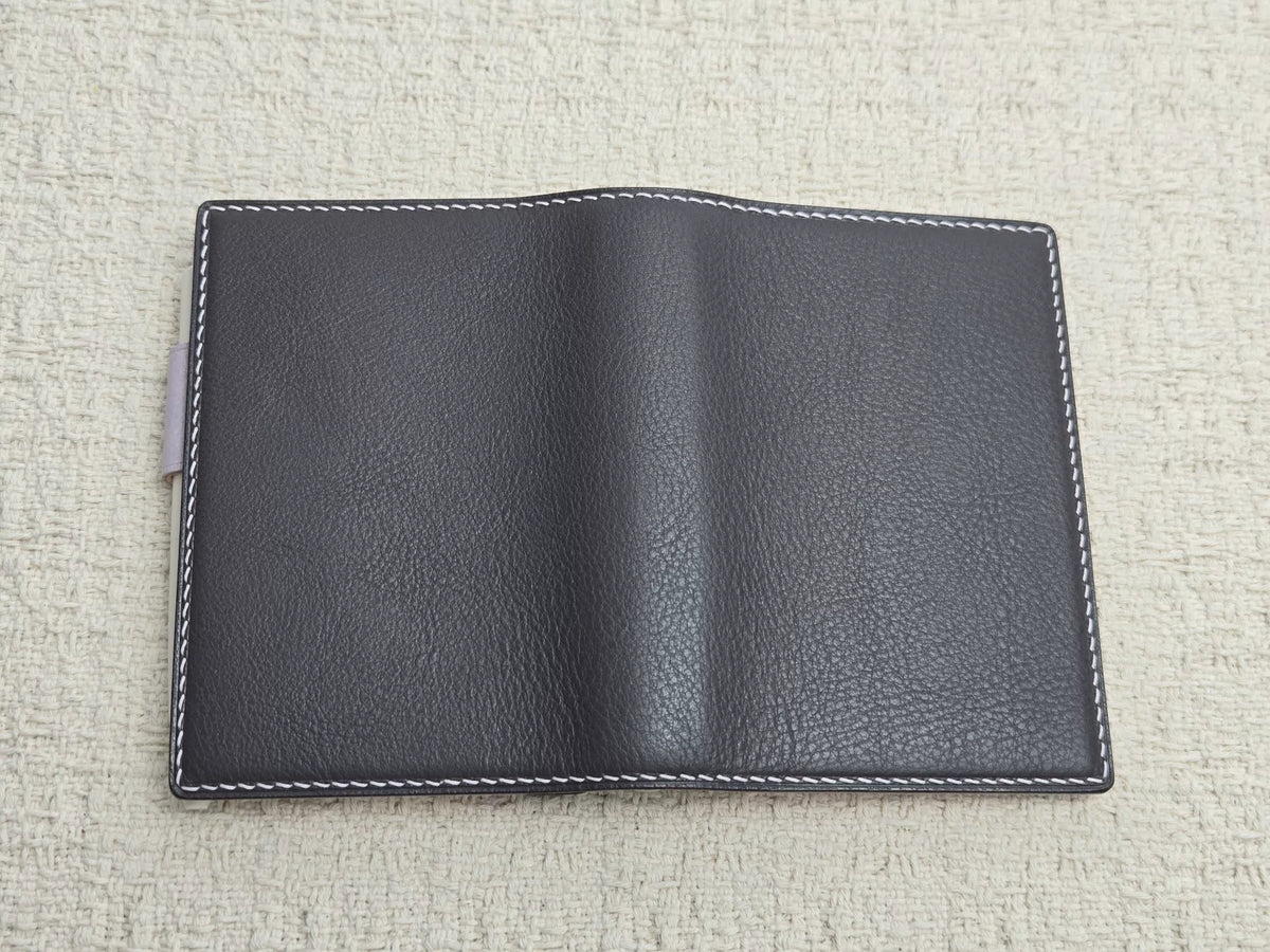 M5 Leren Plannerhoees Antraciet/Lavender Vouwoudig