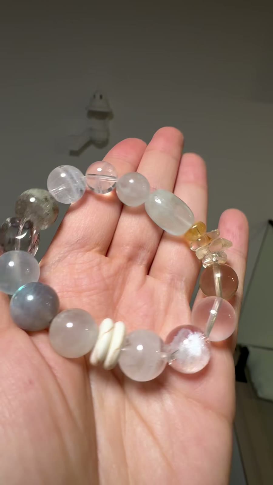Green Phantom Aquamarine Moonstone Crystal Beaded Bracelet