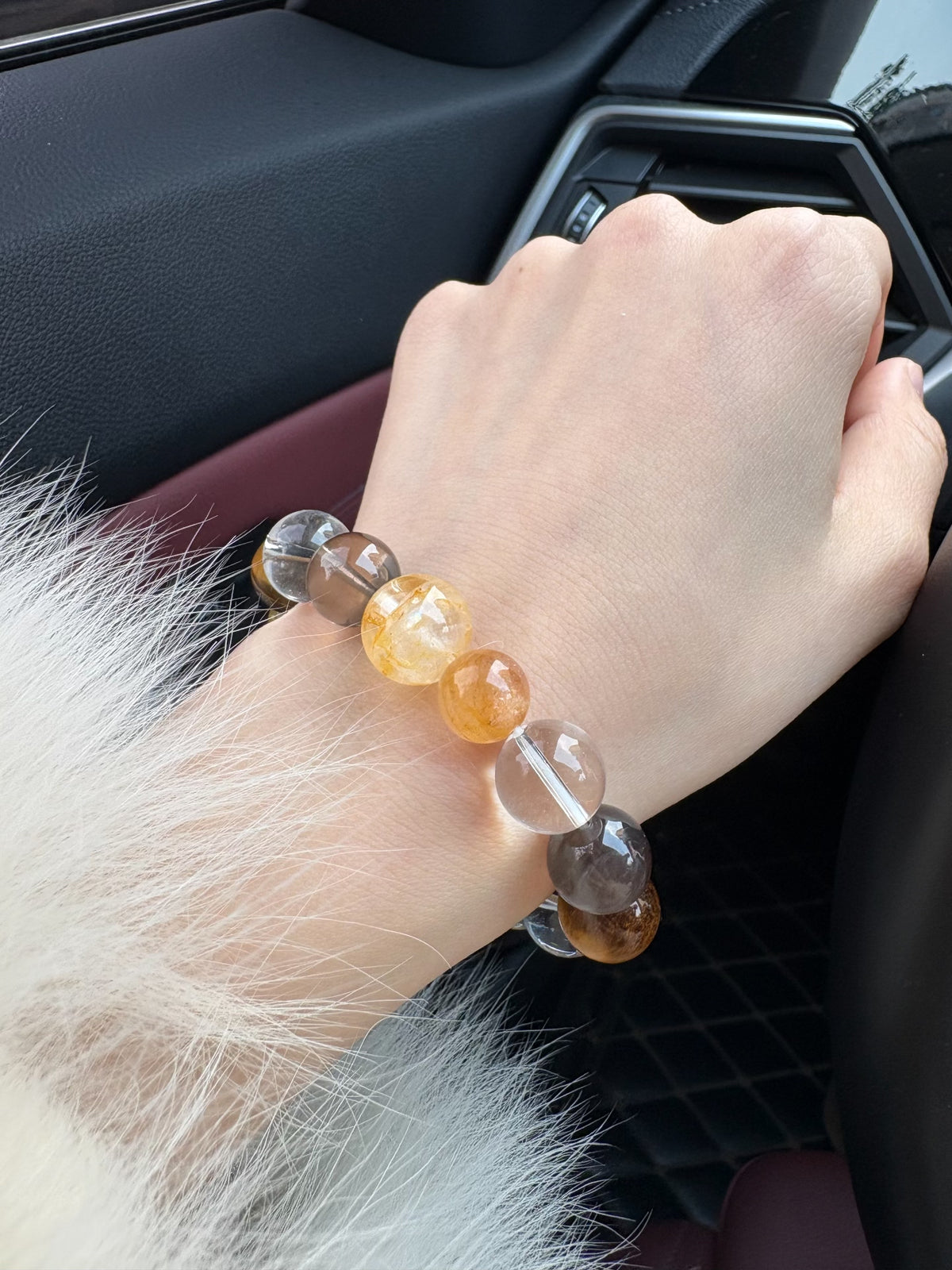 Armband med rökkvarts, citrin och klarkvarts