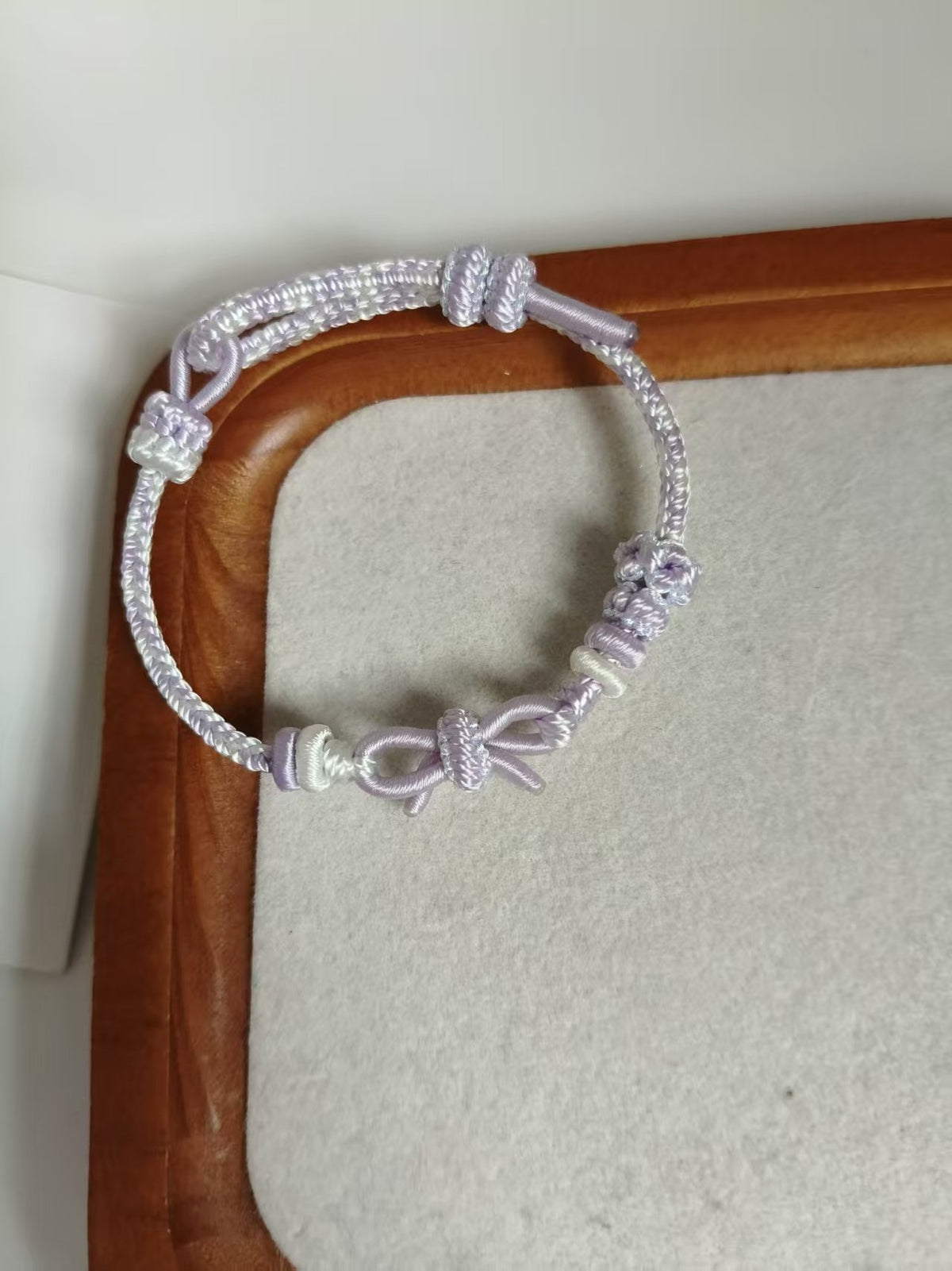 Handwoven Lavender Bow Knot Bracelet