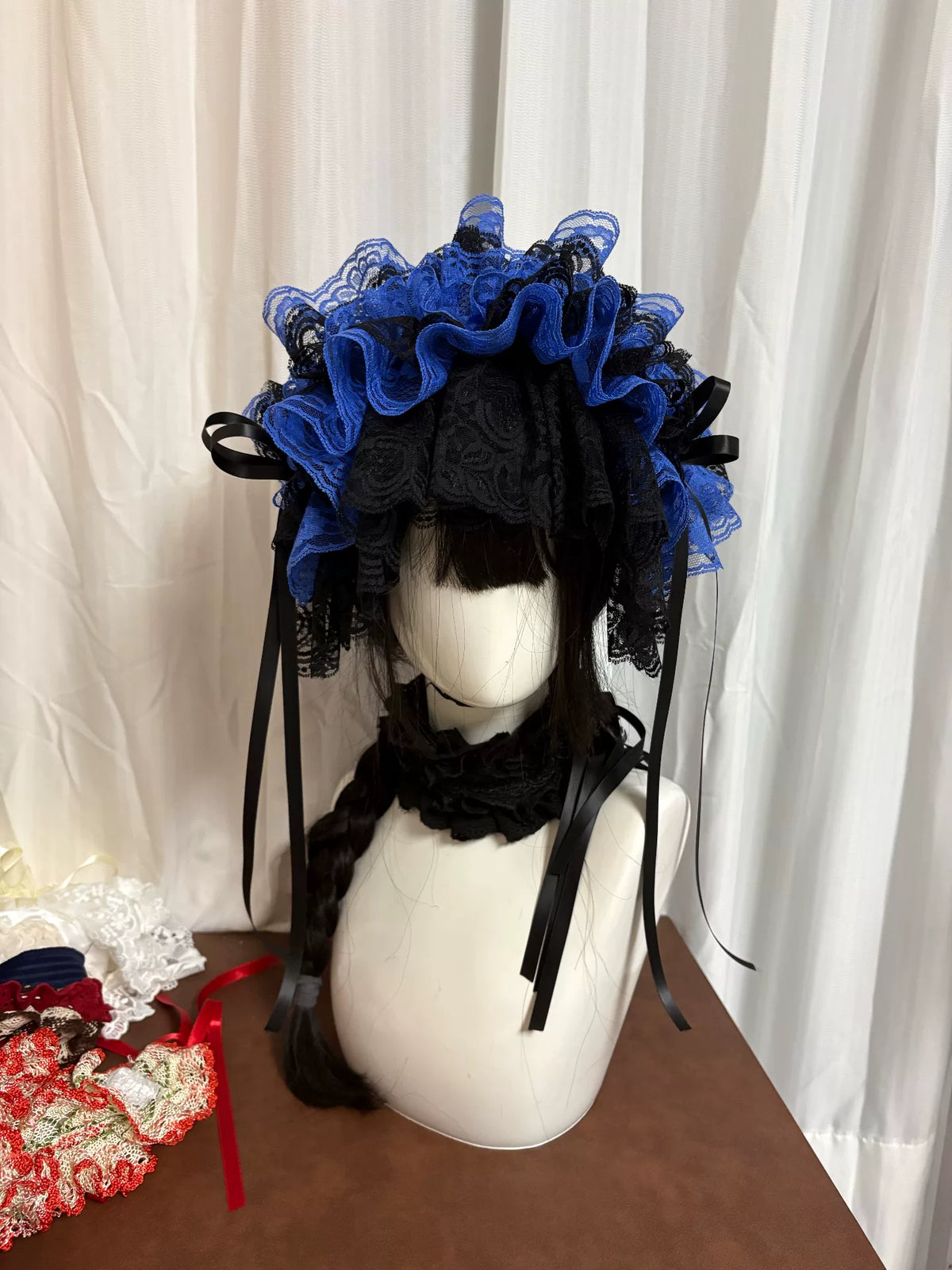 Black Blue Lace Gothic Lolita Headdress