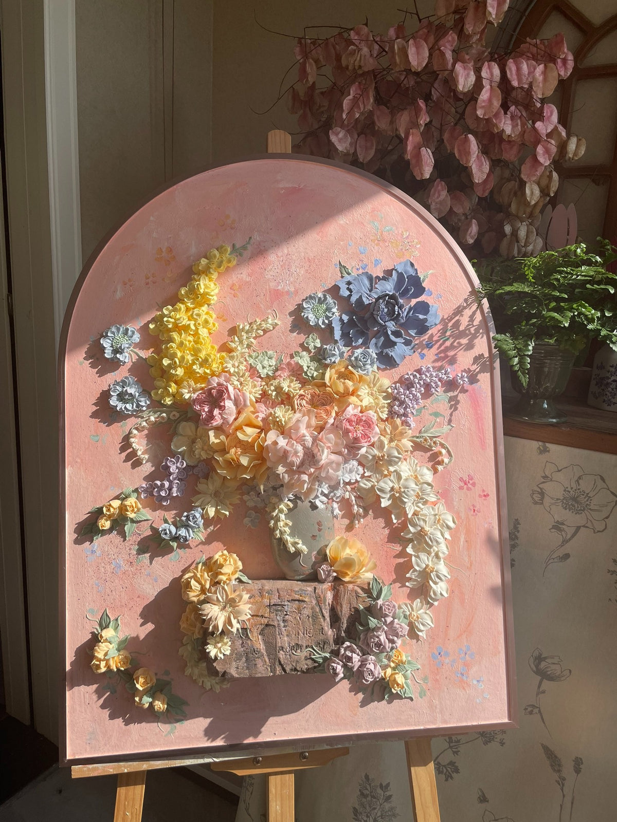 Clay Floral Painting Arch Panel 80cm