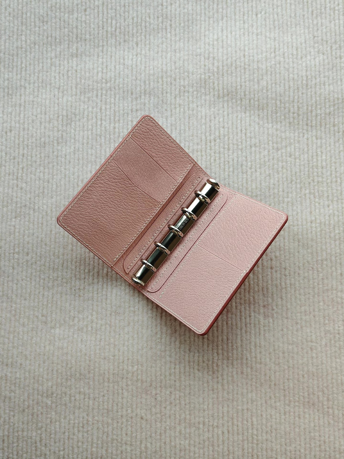 Pink Leather Ring Binder with Six Rings