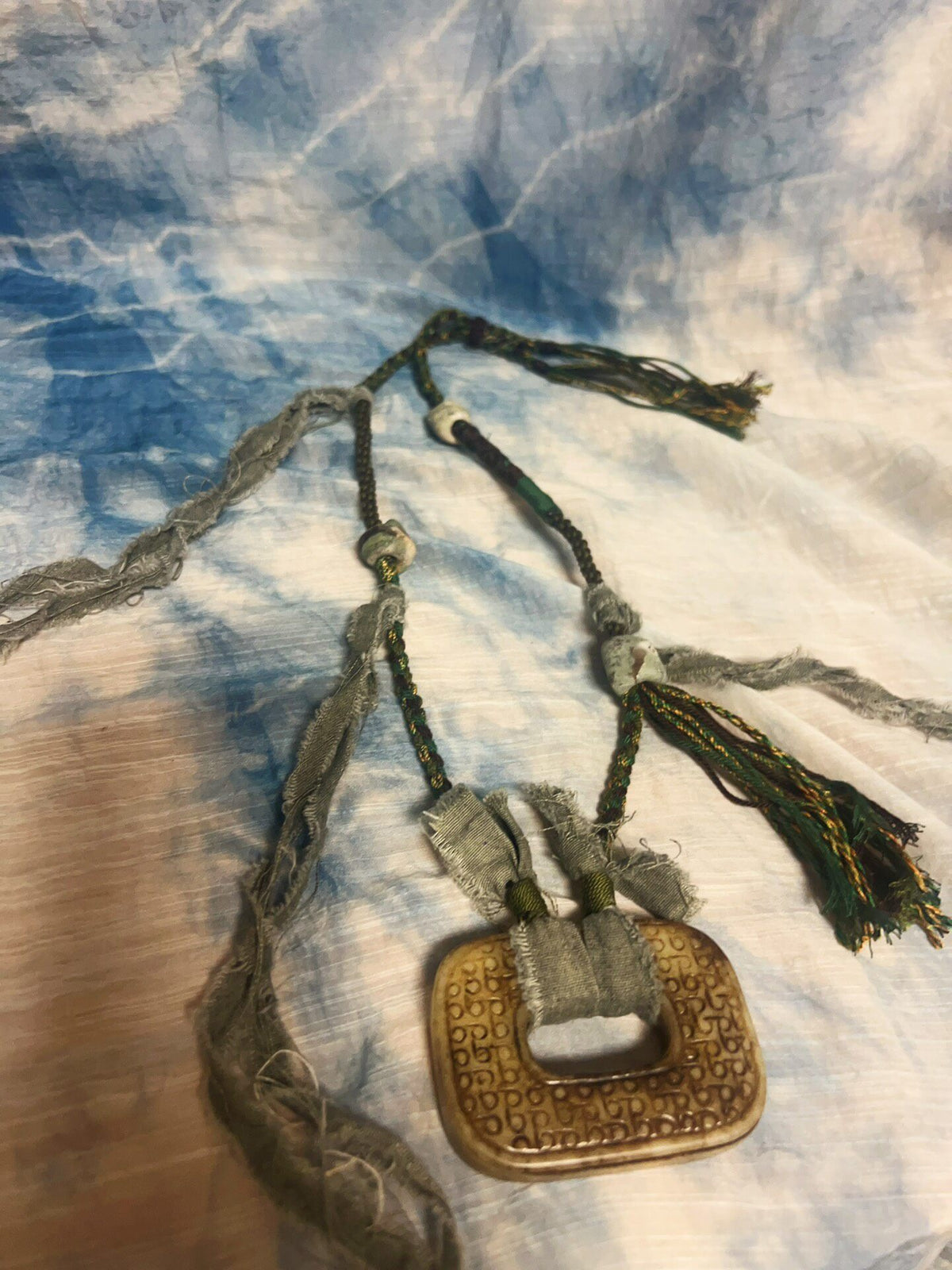 Handcrafted Tie-Dye Agate Old Jade Necklace